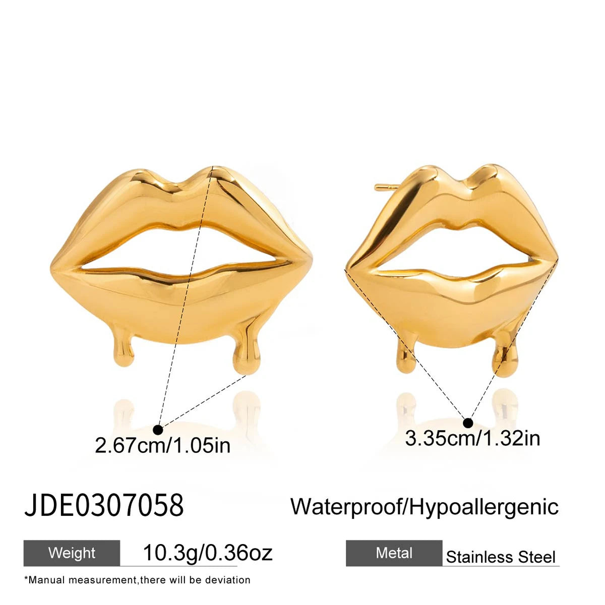 Zarcillo Grandes Labios | Dorado