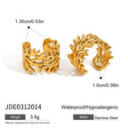 Par Ear Cuff De Perfil Ancho Con Silueta De Coral | Dorado