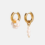 Argollas Colgantes De Perla 3 Puntos | Dorado