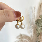 Argollas De Perla Colgantes | Dorado