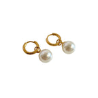Argollas De Perla Colgantes | Dorado