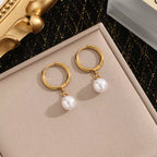 Argollas De Perla Colgantes | Dorado