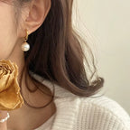 Argollas De Perla Colgantes | Dorado
