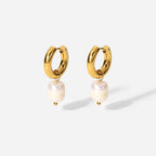 Argollas Con Perlas Blanco | Dorado