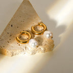 Argollas Con Perlas Blanco | Dorado