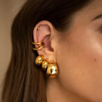 Par Ear Cuff Pulido Con Silueta En C | Dorado