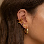 Par Ear Cuff Pulido Con Silueta En C | Dorado