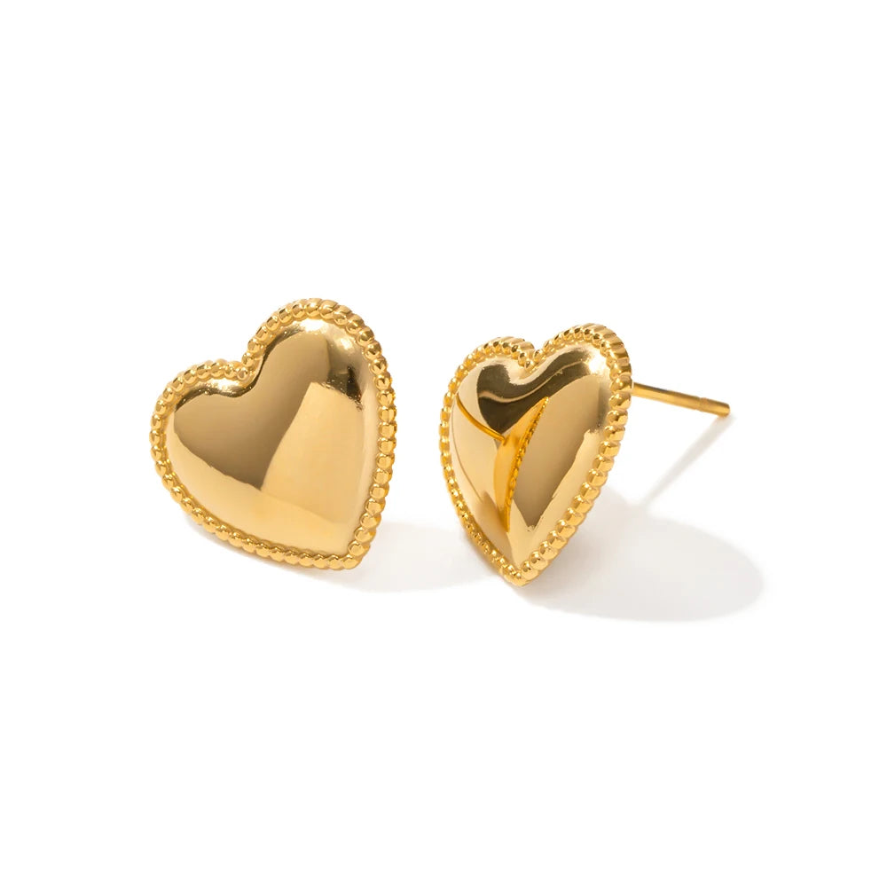 Zarcillo Corazon Borde Puntos | Dorado