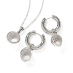 Argollas Bola Transparente Colgante | Plateado