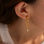 Zarcillo Con Gotas De Oro Y Perla | Dorado