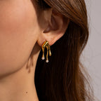 Zarcillo Con Gotas De Oro Y Perla | Dorado