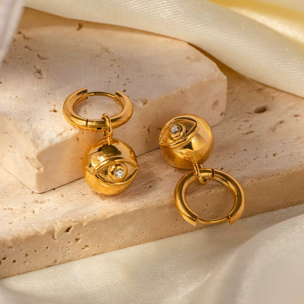 Argollas Colgante Ojo y Beso | Dorado