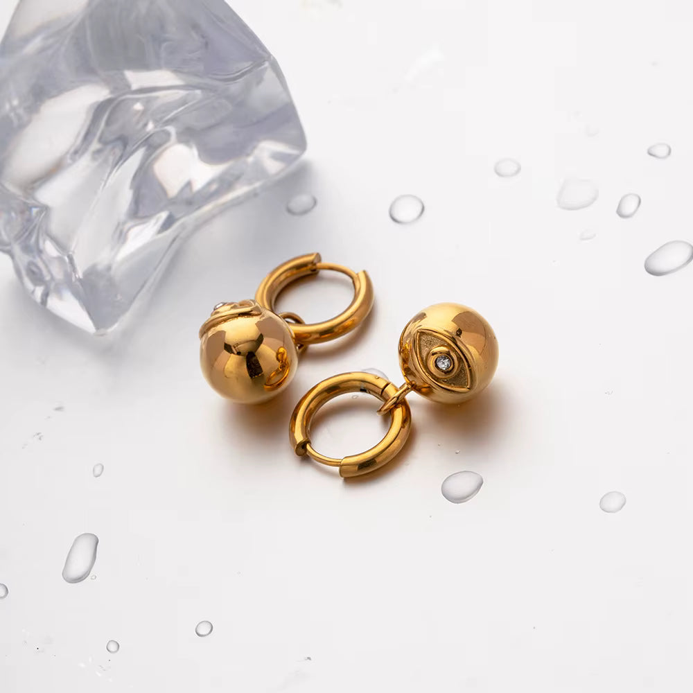 Argollas Colgante Ojo y Beso | Dorado