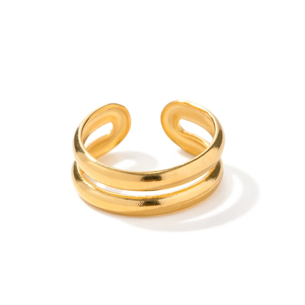 Ear Cuff Dos Lineas Basico | Dorado