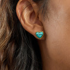 Zarcillos Corazón Turquesa | Dorado