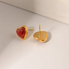 Zarcillo Corazon Pequeño Rojo | Dorado