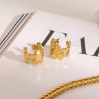 Par Ear Cuff Lujo Floral | Dorado
