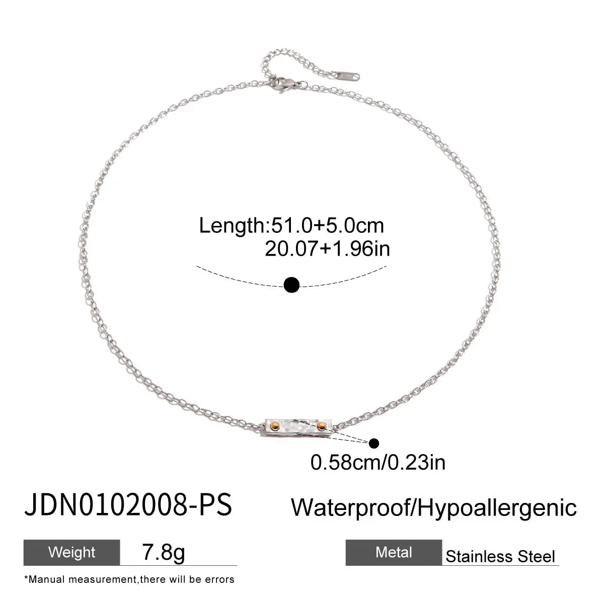 Collar Placa Puntos Dorados | Plateado