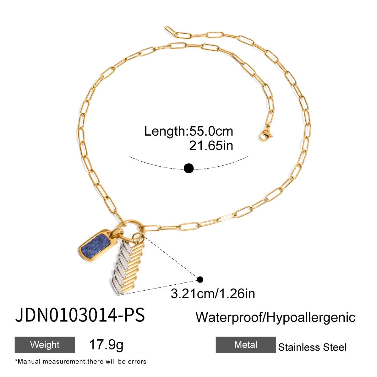 Collar De Hombre Lapislázuli 2 Dijes | Dorado