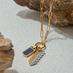 Collar De Hombre Lapislázuli 2 Dijes | Dorado