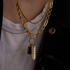 Collar De Hombre Lapislázuli 2 Dijes | Dorado