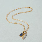 Collar De Hombre Lapislázuli 2 Dijes | Dorado