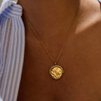 Collar Luna Brillante Sol Moneda Movible | Dorado