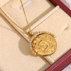 Collar Luna Brillante Sol Moneda Movible | Dorado