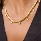 Collar tejido Serpiente con Colgantes brillantes | Dorado