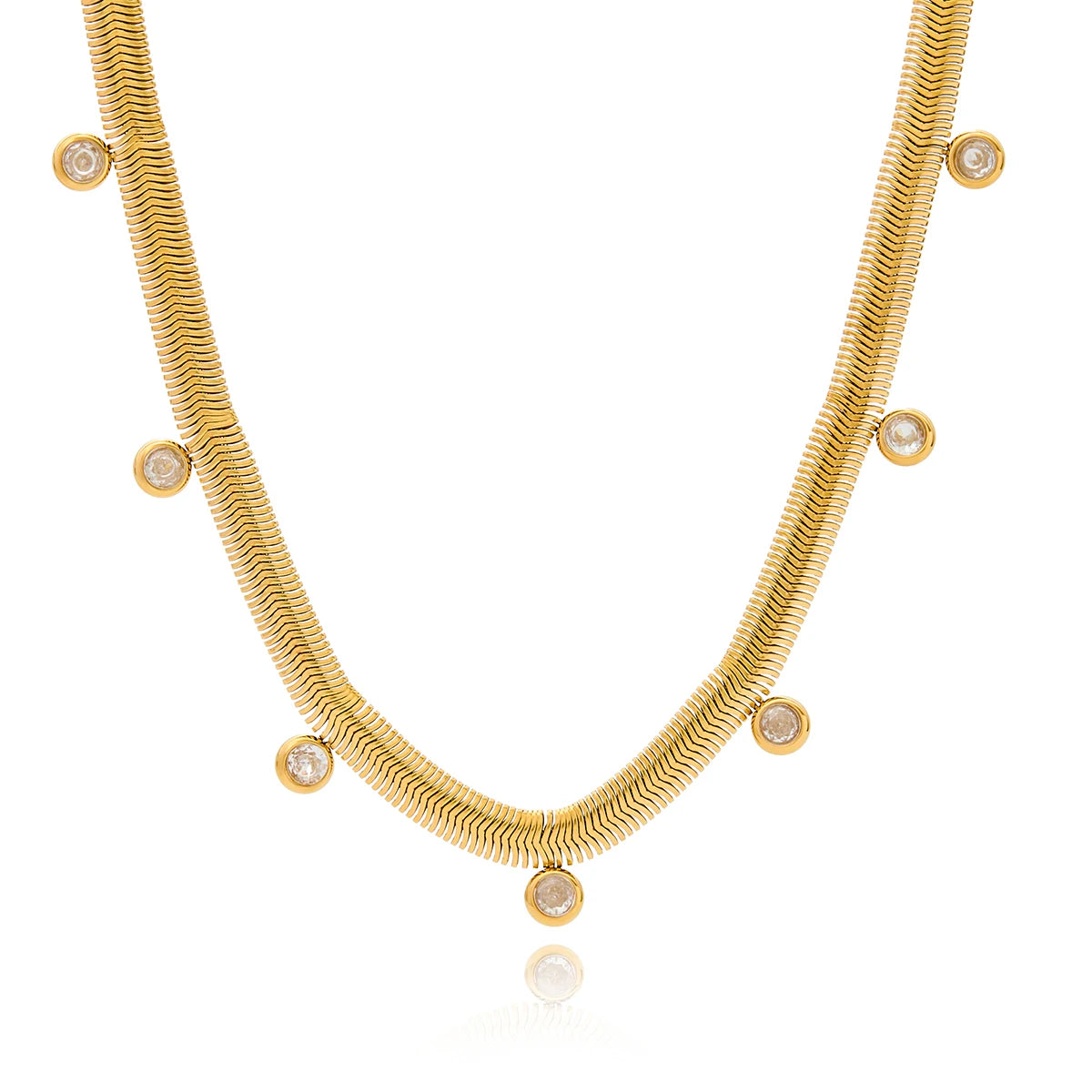 Collar tejido Serpiente con Colgantes brillantes | Dorado