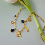 Collar Multijes Abeja Pez Ojoturco Azul | Dorado