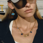 Collar Multijes Abeja Pez Ojoturco Azul | Dorado
