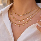 Collar 7 Brillos Puntos | Dorados
