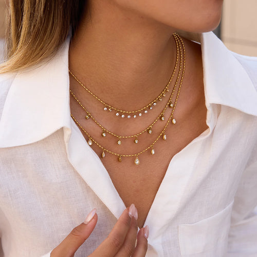 Collar 7 Brillos Puntos | Dorados