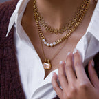 Collar Lujo Dije Grande Brillo Rectangular | Dorado