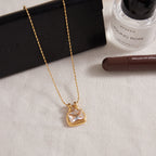 Collar Lujo Dije Grande Brillo Rectangular | Dorado