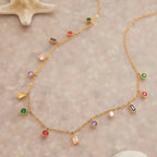 Collar Multijes Circonia Colores | Dorado