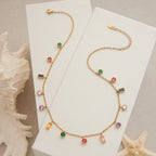 Collar Multijes Circonia Colores | Dorado