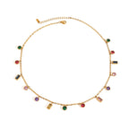 Collar Multijes Circonia Colores | Dorado