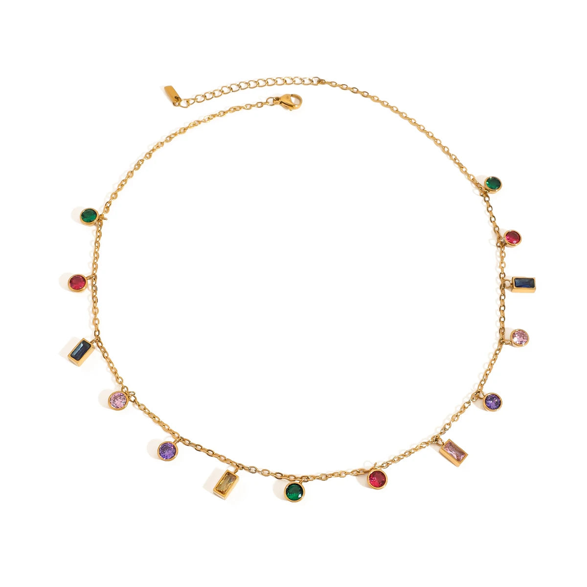 Collar Multijes Circonia Colores | Dorado