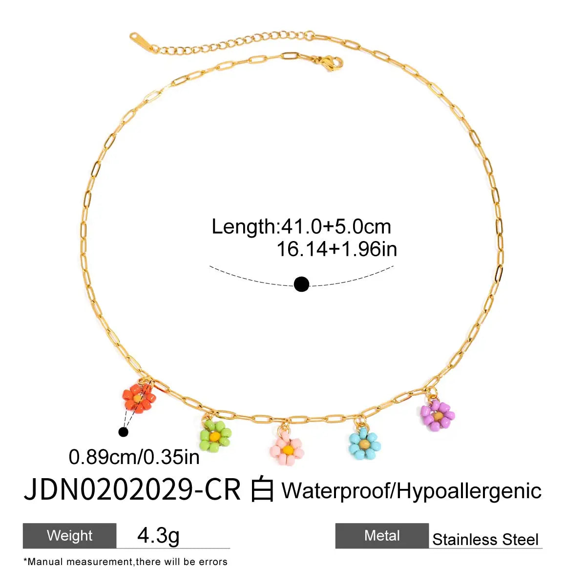 Collar 5 Dijes Flores Colores | Dorado