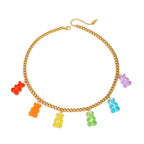 Collar Cadena Cubana Con Osos Colores | Dorado