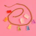 Collar Cadena Cubana Con Osos Colores | Dorado