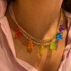 Collar Cadena Cubana Con Osos Colores | Dorado