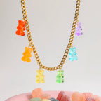 Collar Cadena Cubana Con Osos Colores | Dorado