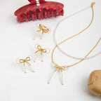 Set Doble Blanco Perlas | 2 Piezas | Dorado