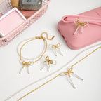 Set Doble Blanco Perlas | 2 Piezas | Dorado