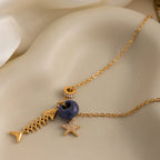 Collar Pez Lapislázuli Estrella Mar - Dorado
