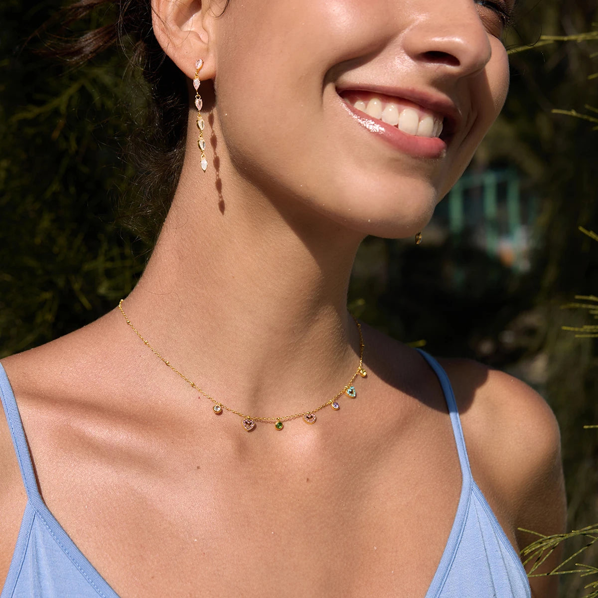 Collares Mini Dijes de Corazón, Cruz, Fresa y Uva - Dorado