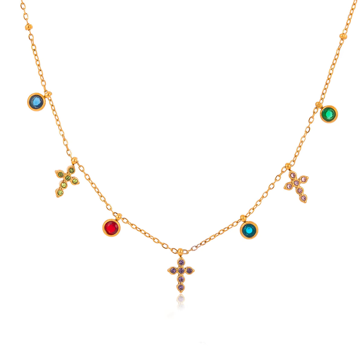 Collares Mini Dijes de Corazón, Cruz, Fresa y Uva - Dorado